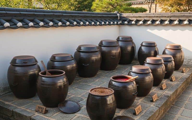 Jangdokdae — rows of fermentation jars