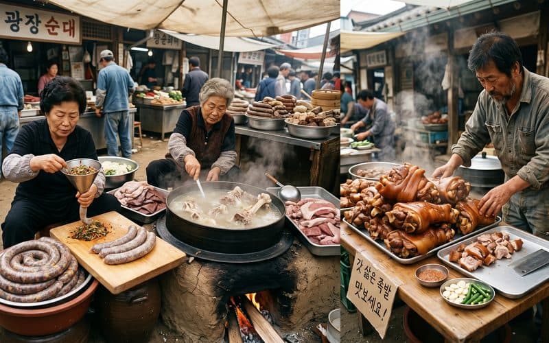 Traditional sundae making with pig intestines